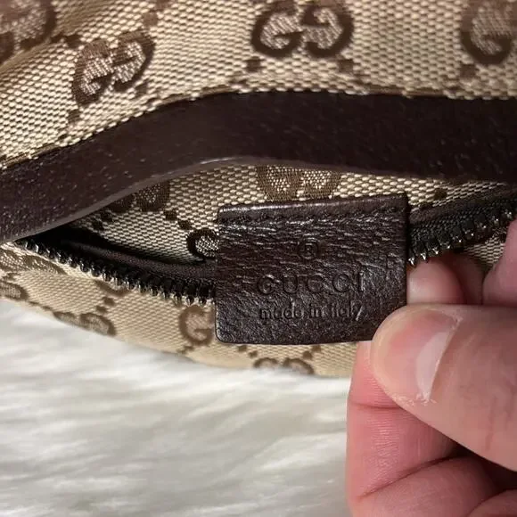 Gucci GG Pattern Waist Pouch Sherry Line web GG Brown Canvas Bag - Picture 8 of 9